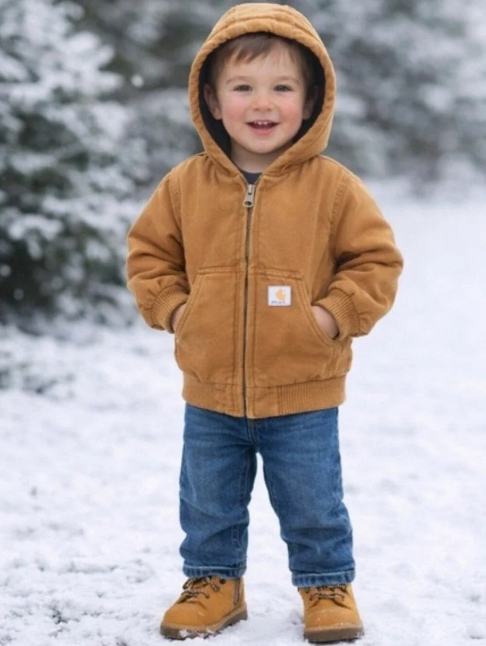 Carhartt Kids Hooded Zip Jacket in Carhartt Brown Winter Coat Warm Size 2T Boys